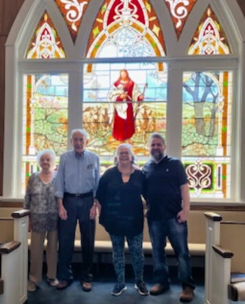 With my parents and husband at church